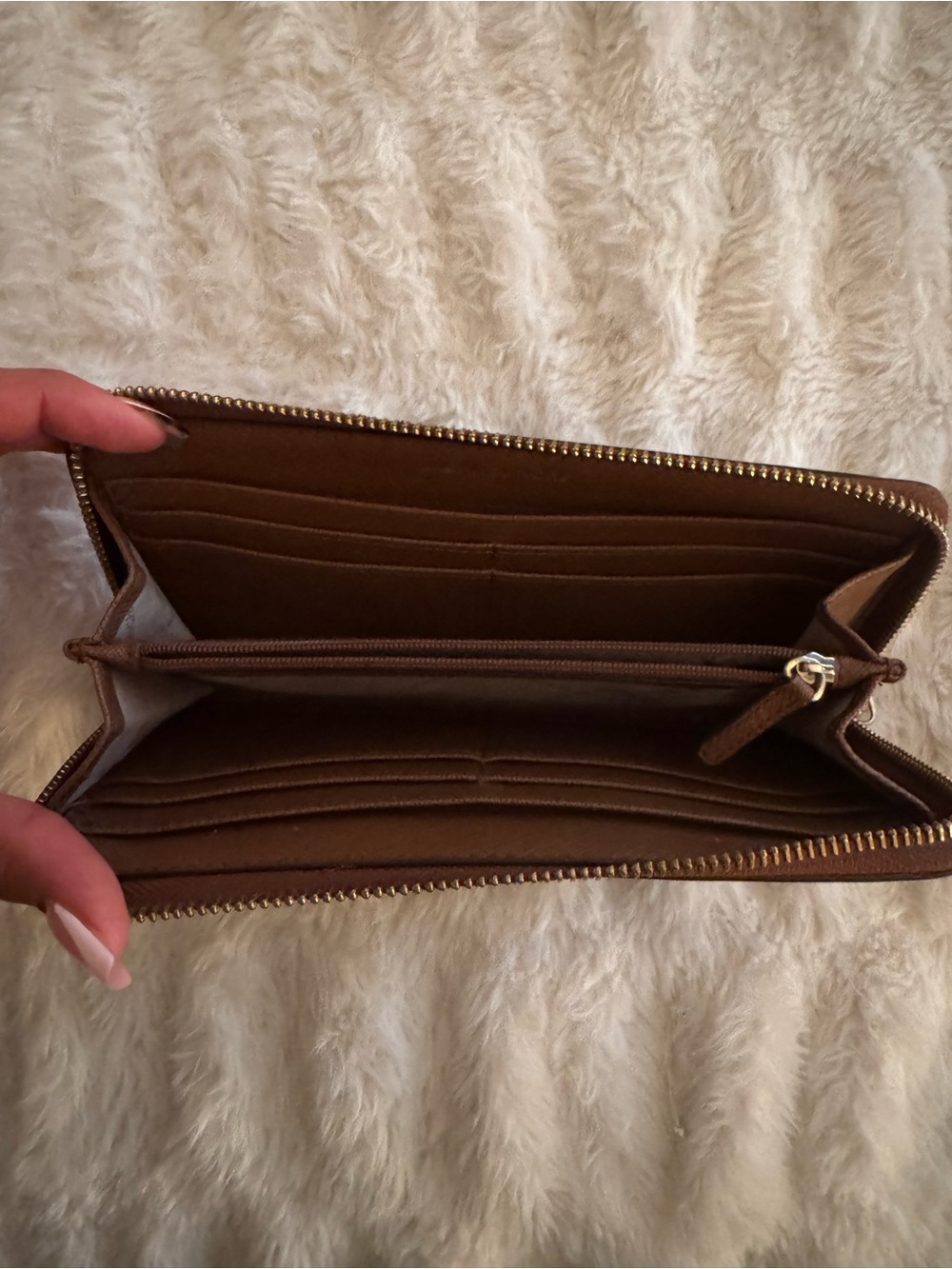 Michael Kors Chestnut Zip Wallet with Gold Logo - Picture 3 of 7